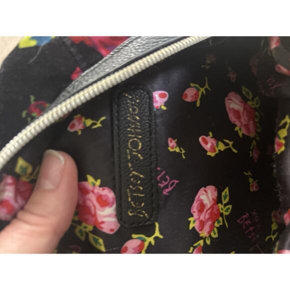 Betsey Johnson Y2K Black Multi Floral Velvet Mini Backpack Convertible Like‎ - Picture 9 of 9